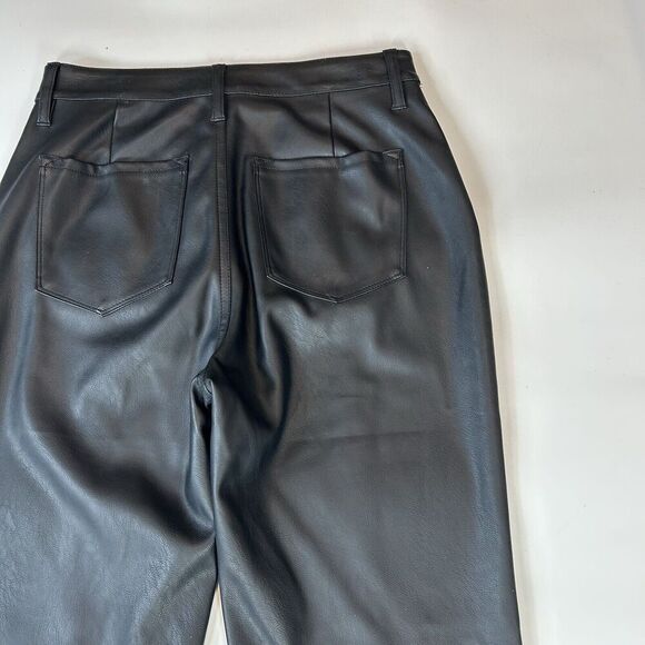 Kancan Pants Womens 26 Faux Leather Slit Flare Leg Black Pockets Classy - Picture 9 of 11